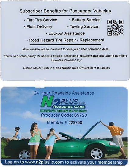N2Plus Roadside Care Card