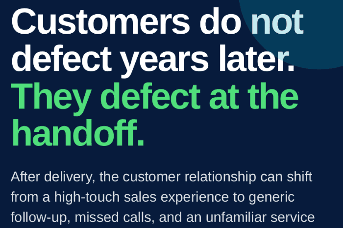 Customer defect at handoff - N2 Plus Engage keeps them Customer defect at handoff - N2 Plus Engage keeps them